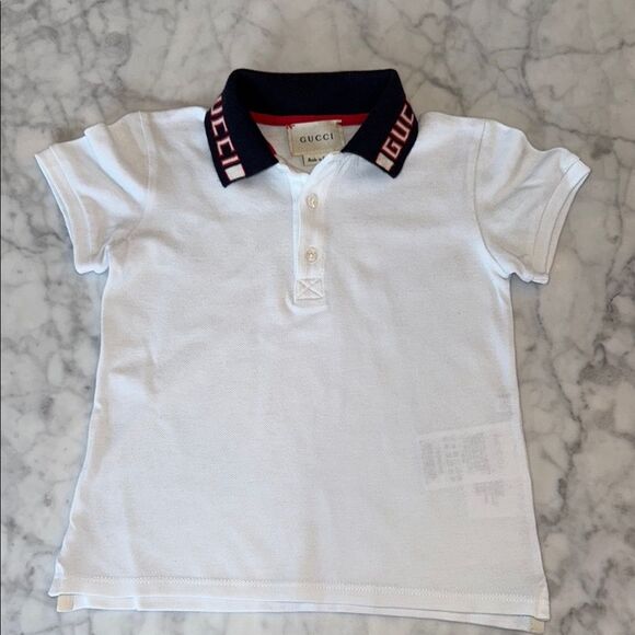 Gucci White and Red Logo Polo Shirt Classic Design 24M - Picture 1 of 7